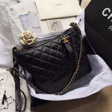 CHANEL'S ABIELLE HOBO BAG, CALFSKIN, A93824, 10.9 X 8.2 X 3.9 IN