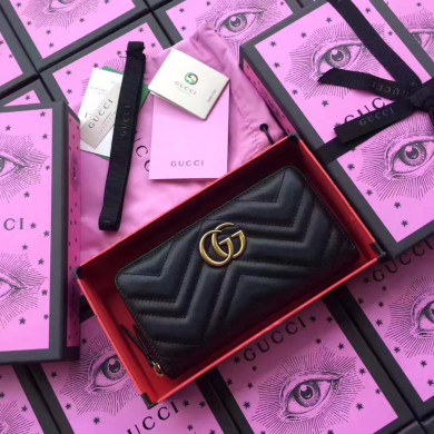GG Marmont zip around wallet, 443123, 7.5"W x 4"H x 1"D
