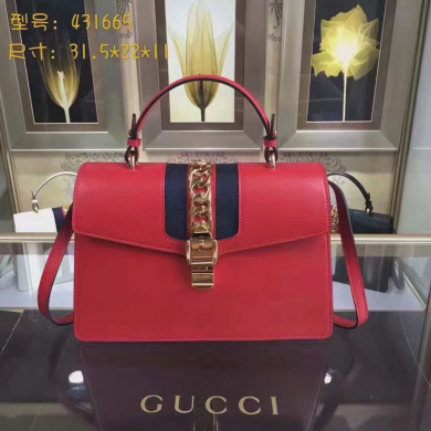 GUCCI Sylvie leather top handle bag, handbags