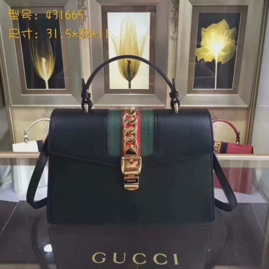 GUCCI Sylvie leather top handle bag, handbags