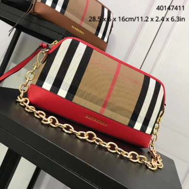 Burberry, 40147411, House Check and Leather Clutch Bag