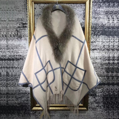 BURBERRY Check Cashmere Poncho, 100% CASHMERE