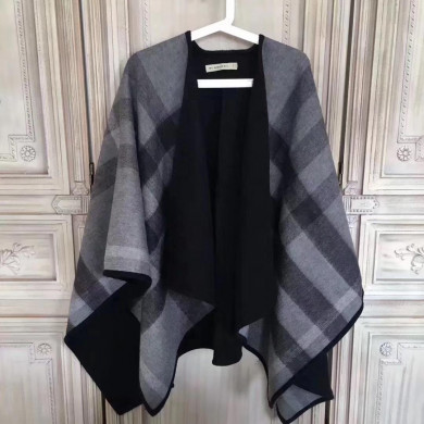 BURBERRY Check Cashmere Poncho, 100% CASHMERE