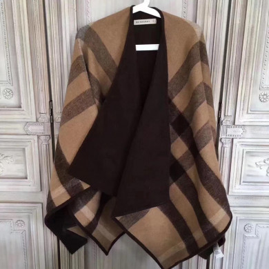 BURBERRY Check Cashmere Poncho, 100% CASHMERE