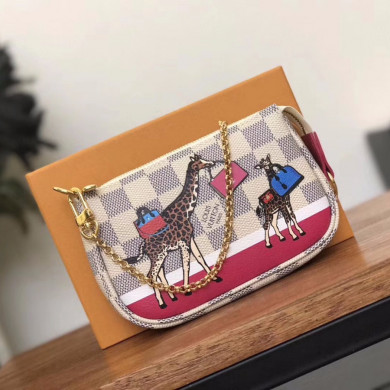 N62200, LOUIS VUITTON LV MINI POCHETTE ACCESSOIRES, Damier Azur Canvas