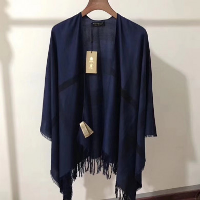 BURBERRY Check Cashmere Poncho, 95% CASHMERE 5% Silk