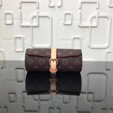M47530, 3 WATCH CASE Monogram Canvas Travel, Louis Vuitton LV, 8.3 x 4 x 3.6 inches