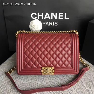 A92193, CHANEL LARGE BOY CHANEL HANDBAG, LAMBSKIN