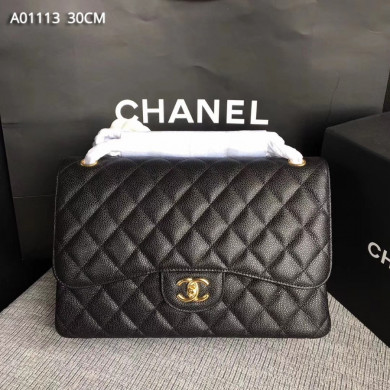 Chanel Handbag, Classic handbag, Grained Calfskin, A01113 30CM
