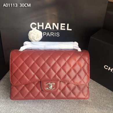 Chanel Handbag, Classic handbag, Grained Calfskin, A01113 30CM