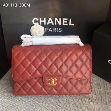 Chanel Handbag, Classic handbag, Grained Calfskin, A01113 30CM