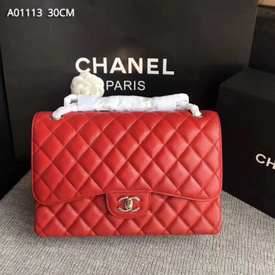 Chanel Handbag, Classic handbag, Grained Calfskin, A01113 30CM
