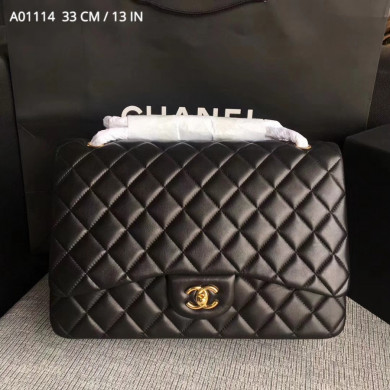 Chanel Handbag, Large Classic handbag, LAMBSKIN, A01114 33CM / 13 INCHES