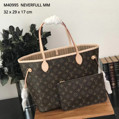 M40995, Louis Vuitton LV, NEVERFULL MM Handbag Monogram