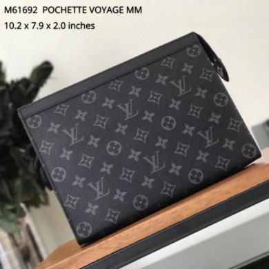 M61692, Louis Vuitton LV, POCHETTE VOYAGE MM Monogram Eclipse Canvas