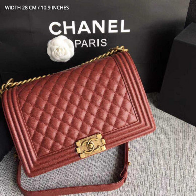 CHANEL BOY CHANEL HANDBAG, GRAINED CALFSKIN, 28CM
