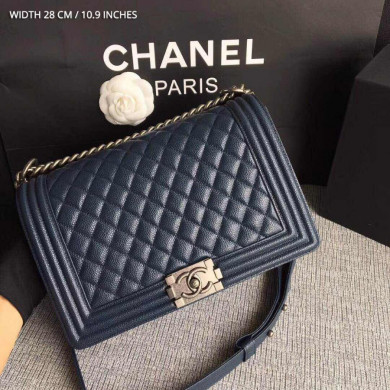 CHANEL BOY CHANEL HANDBAG, GRAINED CALFSKIN, 28CM