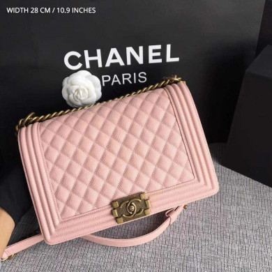 CHANEL BOY CHANEL HANDBAG, GRAINED CALFSKIN, 28CM