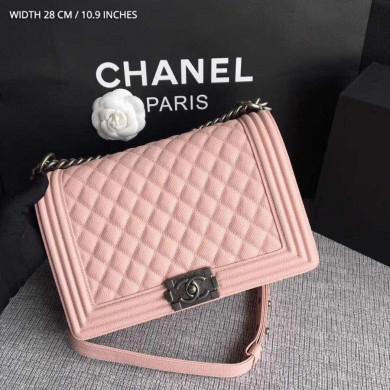 CHANEL BOY CHANEL HANDBAG, GRAINED CALFSKIN, 28CM