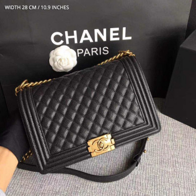 CHANEL BOY CHANEL HANDBAG, GRAINED CALFSKIN, 28CM