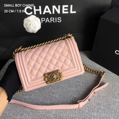 SMALL BOY CHANEL HANDBAG, PRINTED GRAINED CALFSKIN, 20CM / 7.9 IN