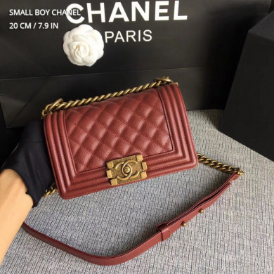 SMALL BOY CHANEL HANDBAG, PRINTED GRAINED CALFSKIN, 20CM / 7.9 IN