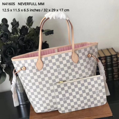N41605, Louis Vuitton LV NEVERFULL MM, Damier Azur Canvas
