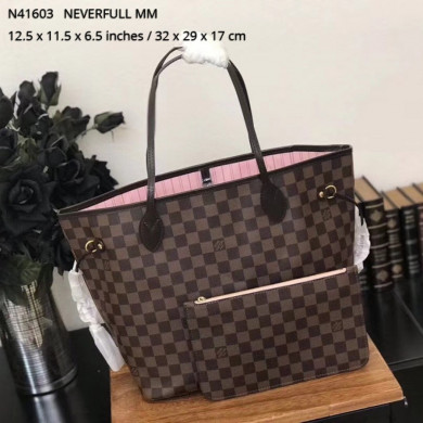 N41603, Louis Vuitton LV NEVERFULL MM, Damier Ebene Canvas