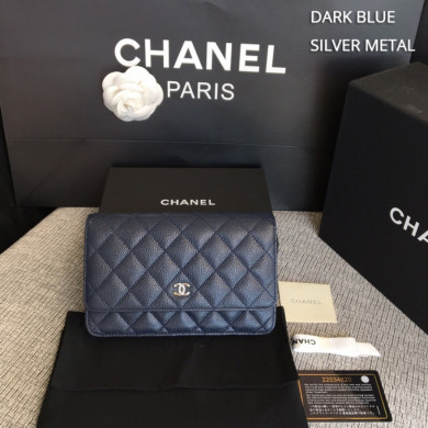 A33814, CLASSIC WALLET ON CHAIN, WOC CHANEL, CAVIAR / CALFSKIN