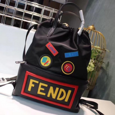 FENDI backpack, Fabric and leather backpack