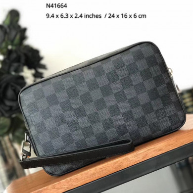 Louis Vuitton LV, KASAI CLUTCH, N41664, Damier Graphite canvas
