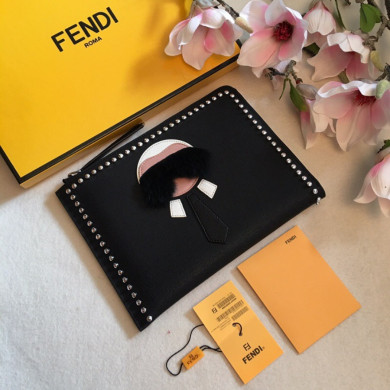 FLAT CLUTCH, FENDI LEATHER POUCH