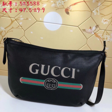 523588, Gucci Print half-moon hobo bag, Men's Messengers Bags