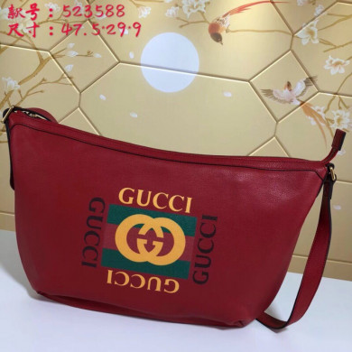 523588, Gucci Print half-moon hobo bag, Men's Messengers Bags