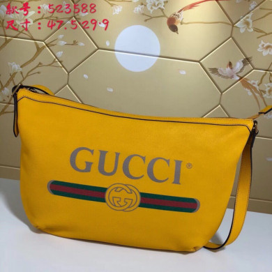 523588, Gucci Print half-moon hobo bag, Men's Messengers Bags