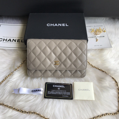 A33814, CLASSIC WALLET ON CHAIN, WOC CHANEL, CAVIAR / CALFSKIN