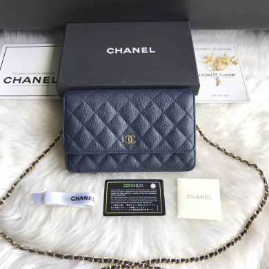 A33814, CLASSIC WALLET ON CHAIN, WOC CHANEL, CAVIAR / CALFSKIN