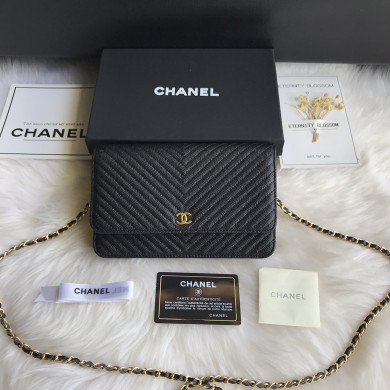 A33814, Classic Wallet on Chain, WOC CHANEL,  CAVIAR / CALFSKIN
