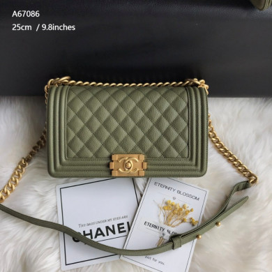 BOY CHANEL HANDBAG, PRINTED GRAINED CALFSKIN, Caviar, 25CM / 9.8 IN