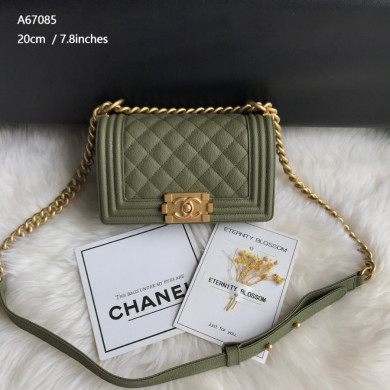 BOY CHANEL HANDBAG, PRINTED GRAINED CALFSKIN, Caviar, 20CM / 7.8 IN