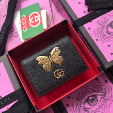 ‎499361, Leather card case with butterfly, Gucci Wallets