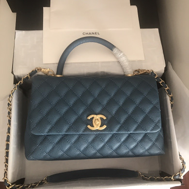 A92991, Flap Bag with Top Handle, CHANEL Handbags, Caviar, Grained Calfskin, Lizard & Gold-Tone Metal