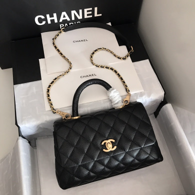 A92990, Small Flap Bag with Top Handle, CHANEL Handbags, Caviar, Grained Calfskin, Lizard & Gold-Tone Metal