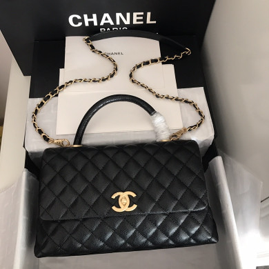 A92991, Flap Bag with Top Handle, CHANEL Handbags, Caviar, Grained Calfskin, Lizard & Gold-Tone Metal