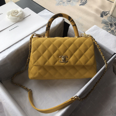 A92990, Small Flap Bag with Top Handle, CHANEL Handbags, Caviar, Grained Calfskin, Lizard & Gold-Tone Metal