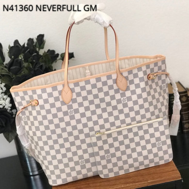 Louis Vuitton LV Handbags, NEVERFULL GM N41360, Damier Azur Canvas, 15.7 x 13.0 x 7.9 inches, Original Quality