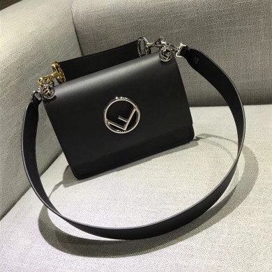 KAN I LOGO, Black leather bag, Fendi Shoulder Bag