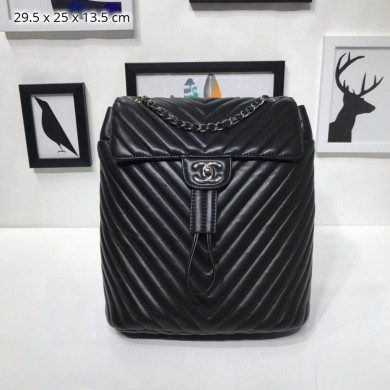 Chanel Backpack, Lambskin, Silver-Tone Metal
