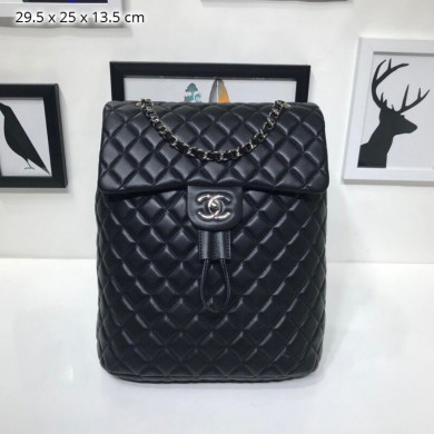 Chanel Backpack, Lambskin, Silver-Tone Metal