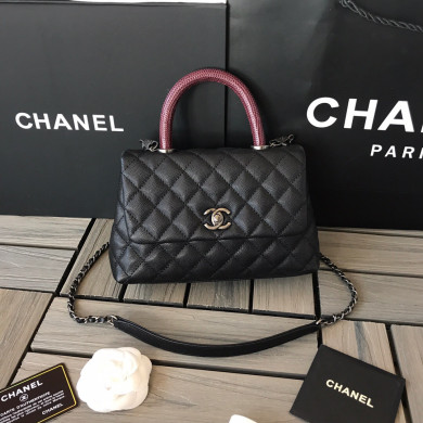 A92990, Small Flap Bag with Top Handle, CHANEL Handbags, Caviar, Grained Calfskin